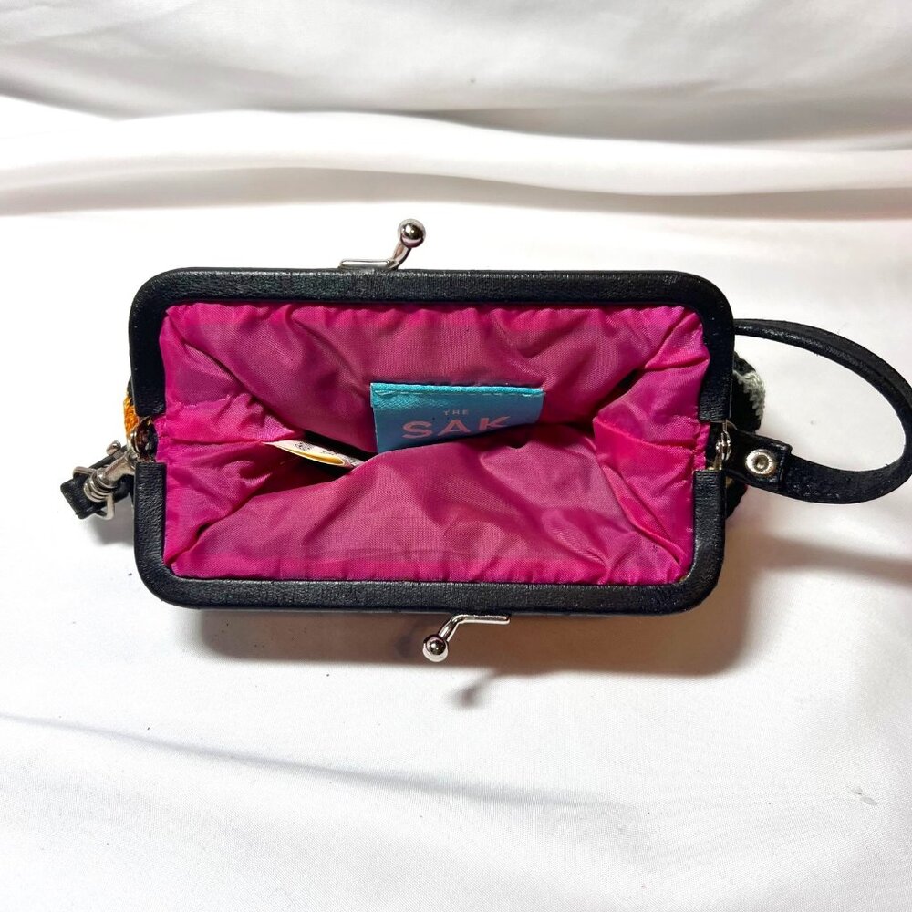 The Sak-Miniture Purse-Black/Fuchsia/Green/Yellow Stripes-Lined Pink-Wrist Purse - Picture 12 of 16